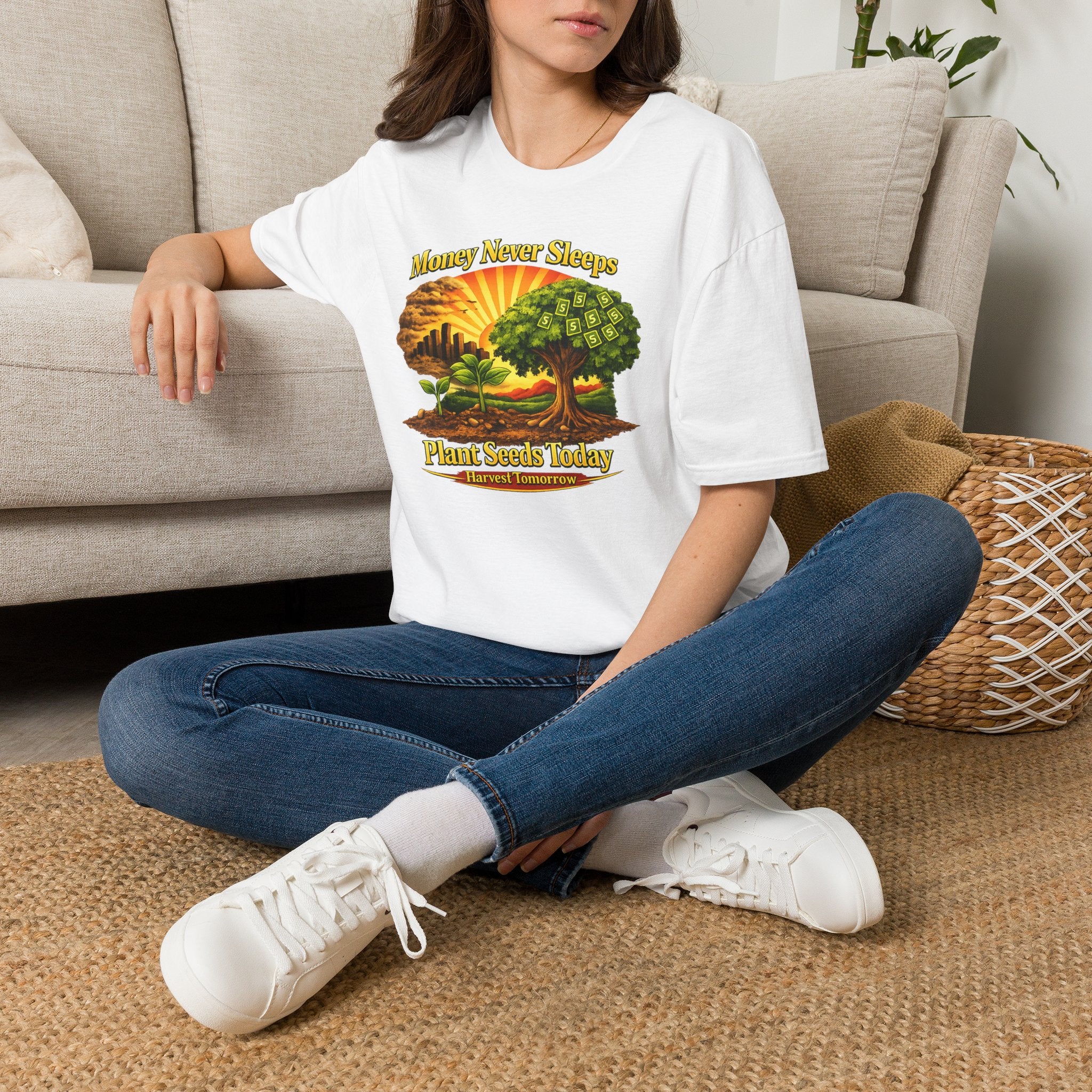 Money Never Sleeps Tree Illustration T-Shirt | Plant Seeds Today Graphic Tee