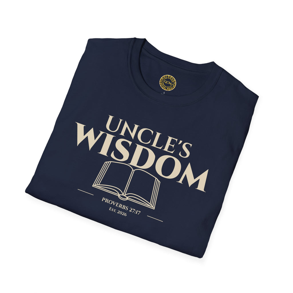 Uncle Wisdom Bible Verse T-Shirt | Christian Gift | Religious Men's Tee | Faith Based Mentorship Apparel | Godly Uncle Gift | Proverbs 27:17 Bible Verse