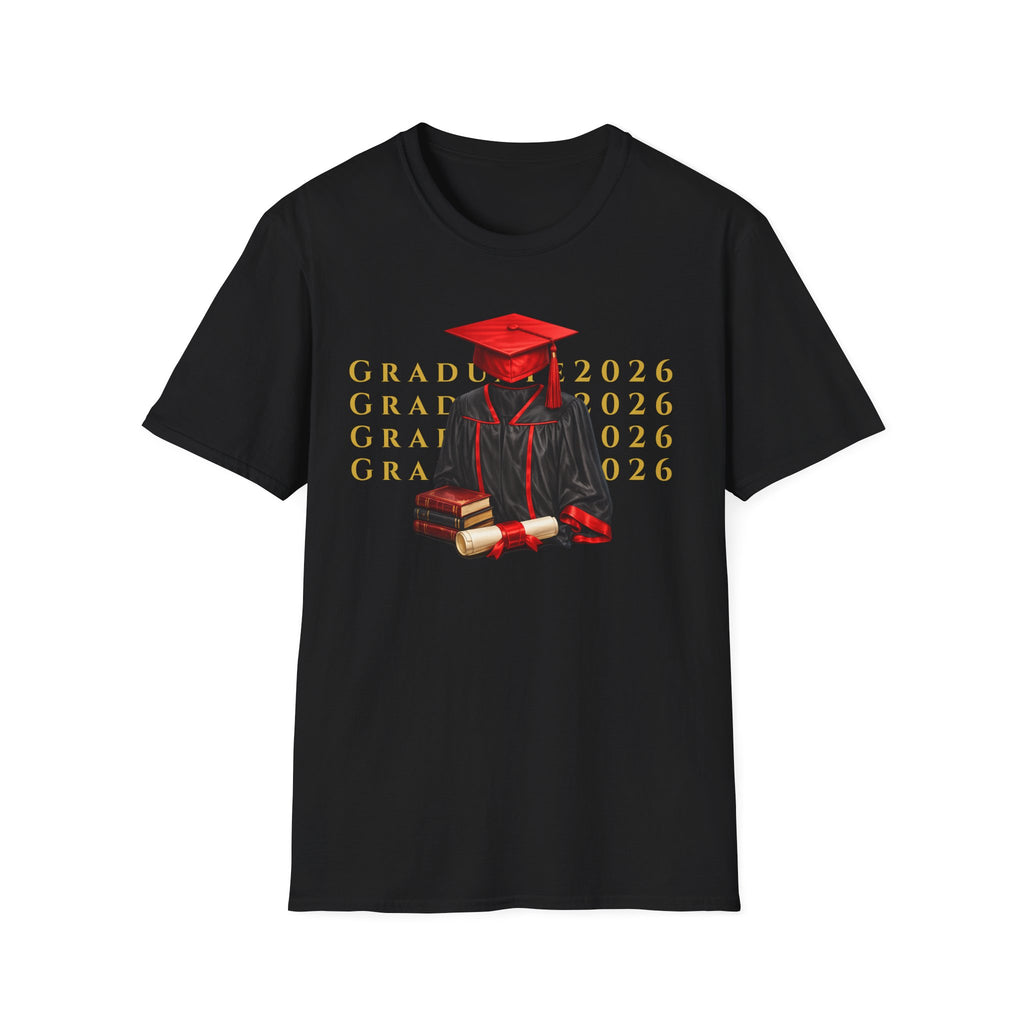 Grad 2026 T-Shirt | Graduation Cap, Diploma, Books | Celebration Shirt for Students, Grads, Prom Season & Future Scholars