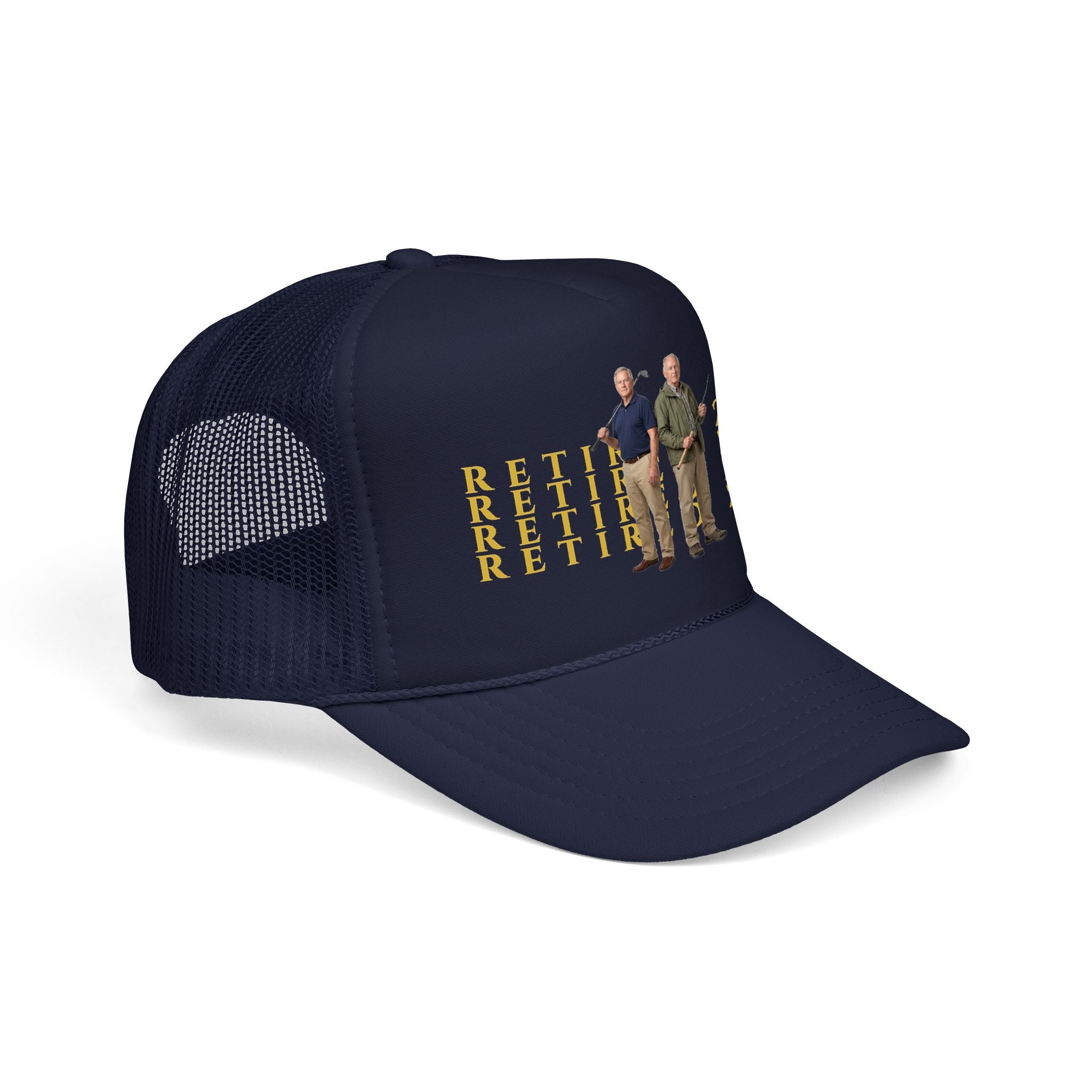 Retired 2026 Foam Personalized Image Trucker Hat | Retirement Year, Two Men Illustration