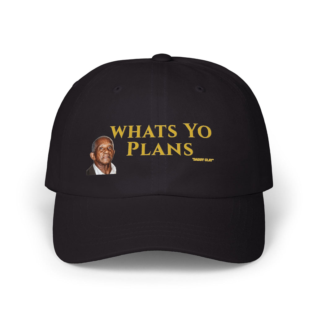 Whats Yo Plans Dad Cap | White adjustable baseball hat