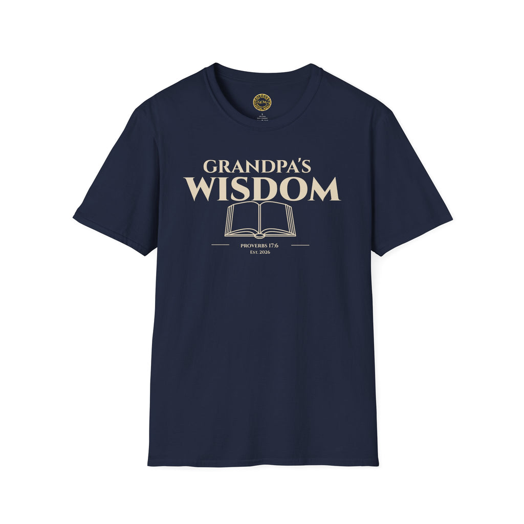 Grandpa's Wisdom T-Shirt — Vintage Book Graphic, Proud Grandpa Gift for Father's Day & Grandparent Celebrations | Proverbs 17:6)