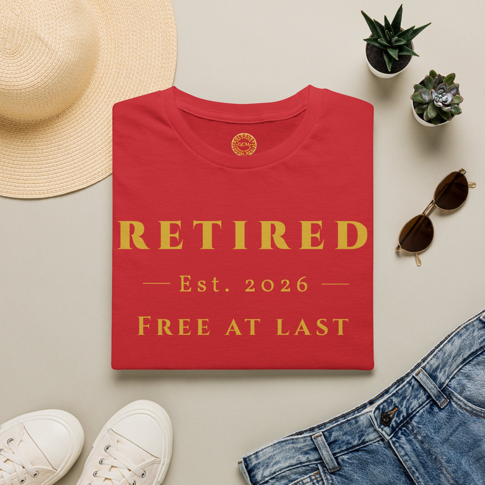 Retired 2026 Free At Last Shirt | Retirement Gift for Men & Women | Vintage Cotton Tee | Soft Ring Spun Cotton | Celebrate Freedom