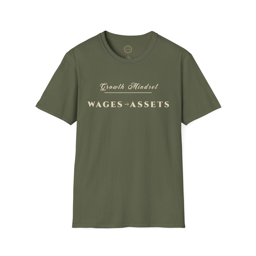Growth Mindset T-Shirt | WAGES → ASSETS Motivational Financial Tee | Minimalist Executive T-Shirt