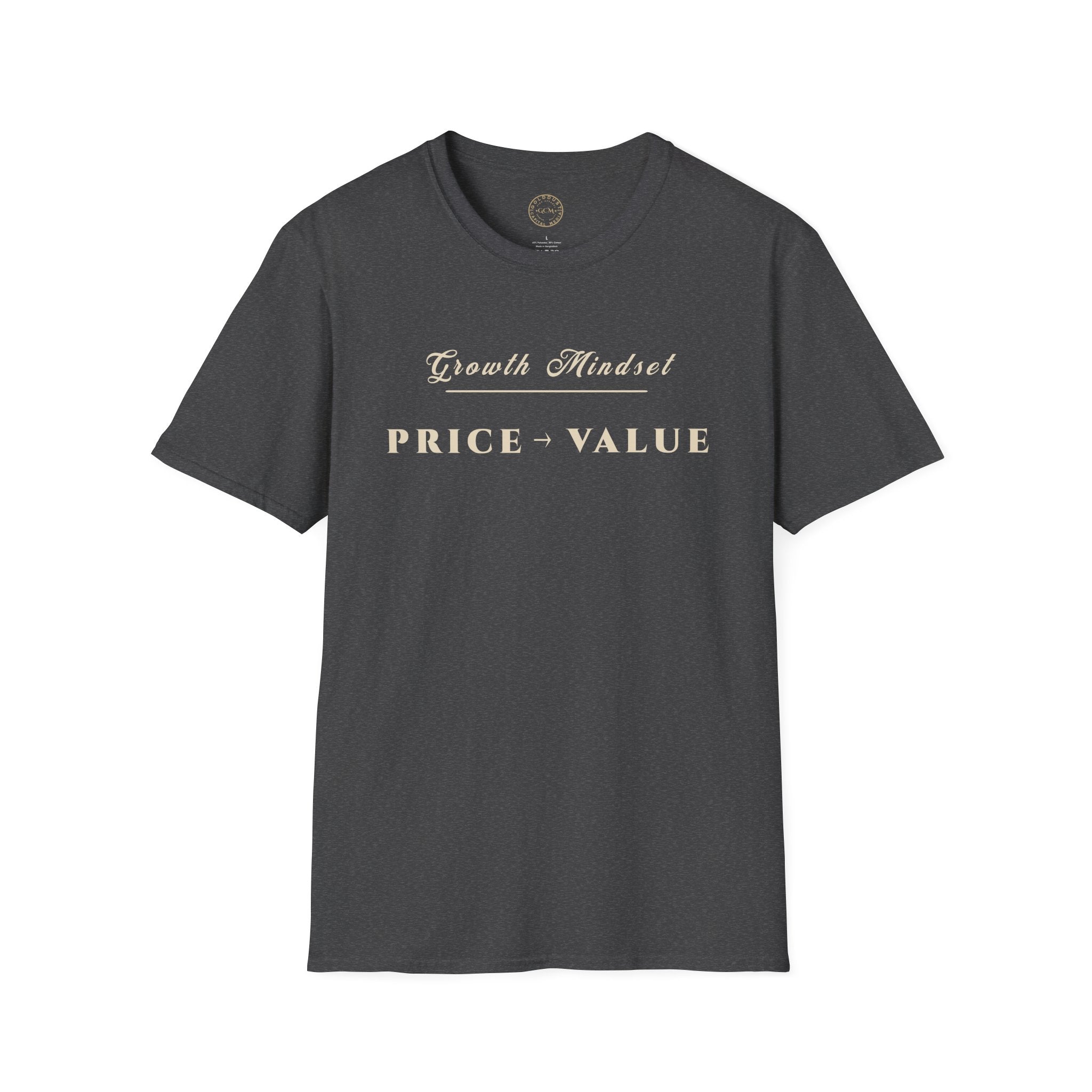 Growth Mindset T-Shirt | PRICE → VALUE Motivational Financial Tee | Minimalist Executive T-Shirt