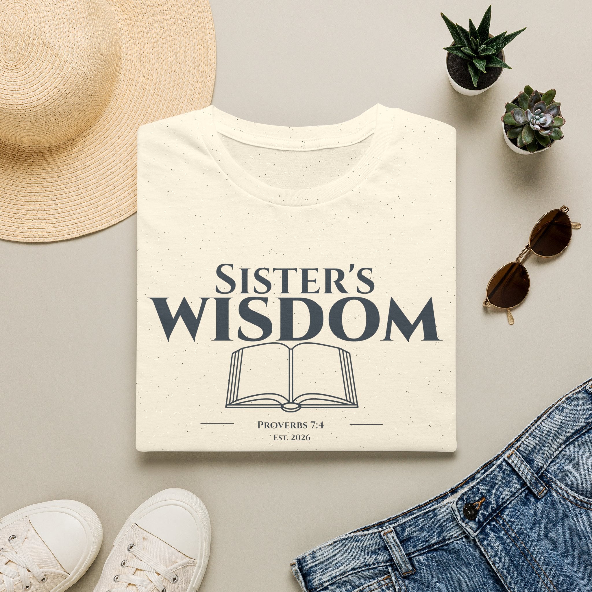 Sister's Wisdom Bible Verse T-Shirt - Proverbs 7:4 Christian Gift - Religious Faith Tee for Sister in Christ - Scripture Apparel for Women