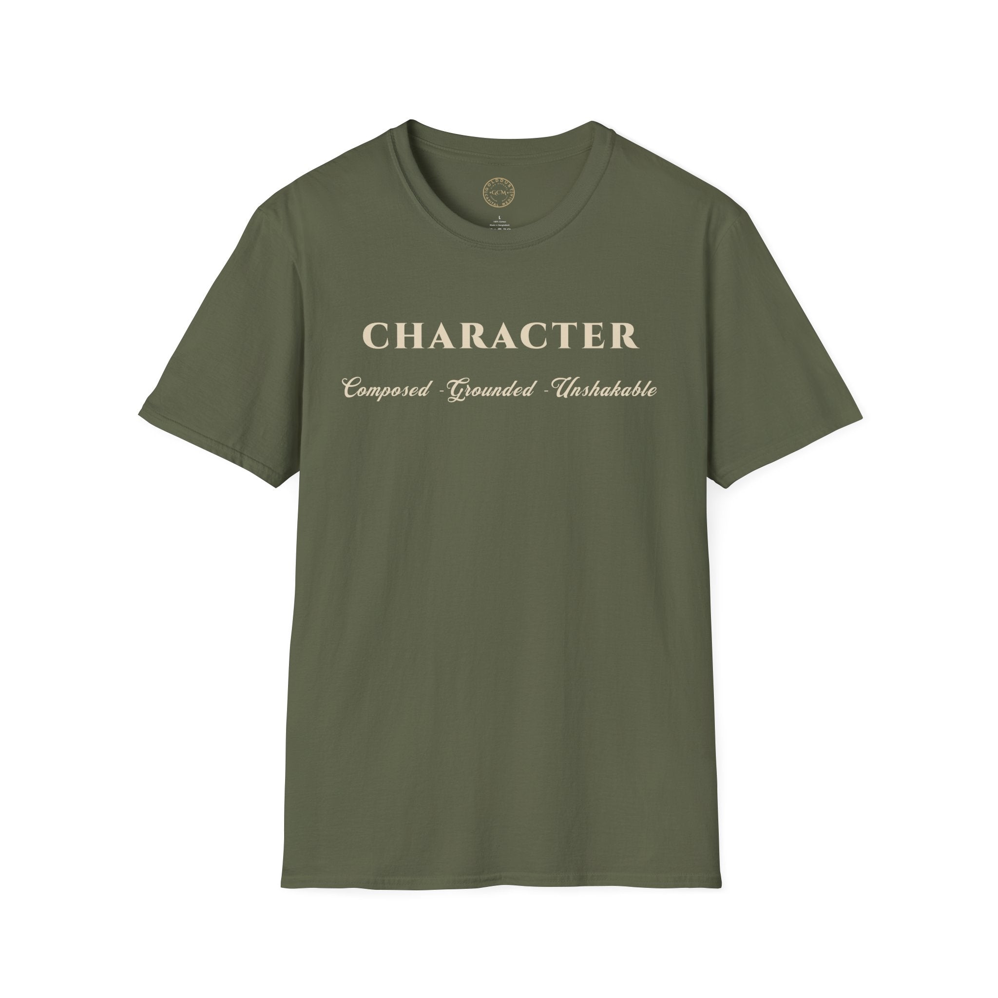 Character Script Tee — ‘Character: Composed · Consistent · Unstoppable’ Inspirational T-Shirt