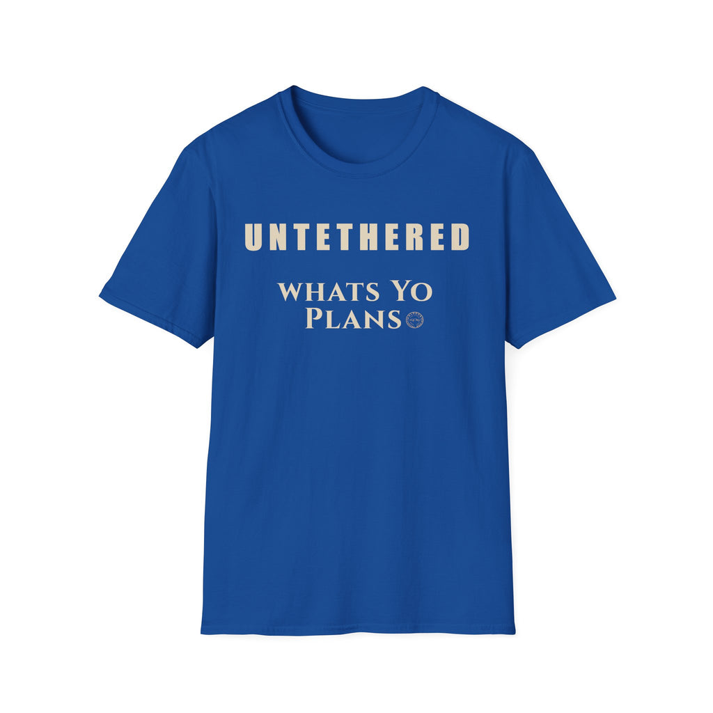 New Chapter Mindset Tee | Untethered What's Your Plans T-Shirt | Text Graphic Tee | Minimalist Life Event Shirt