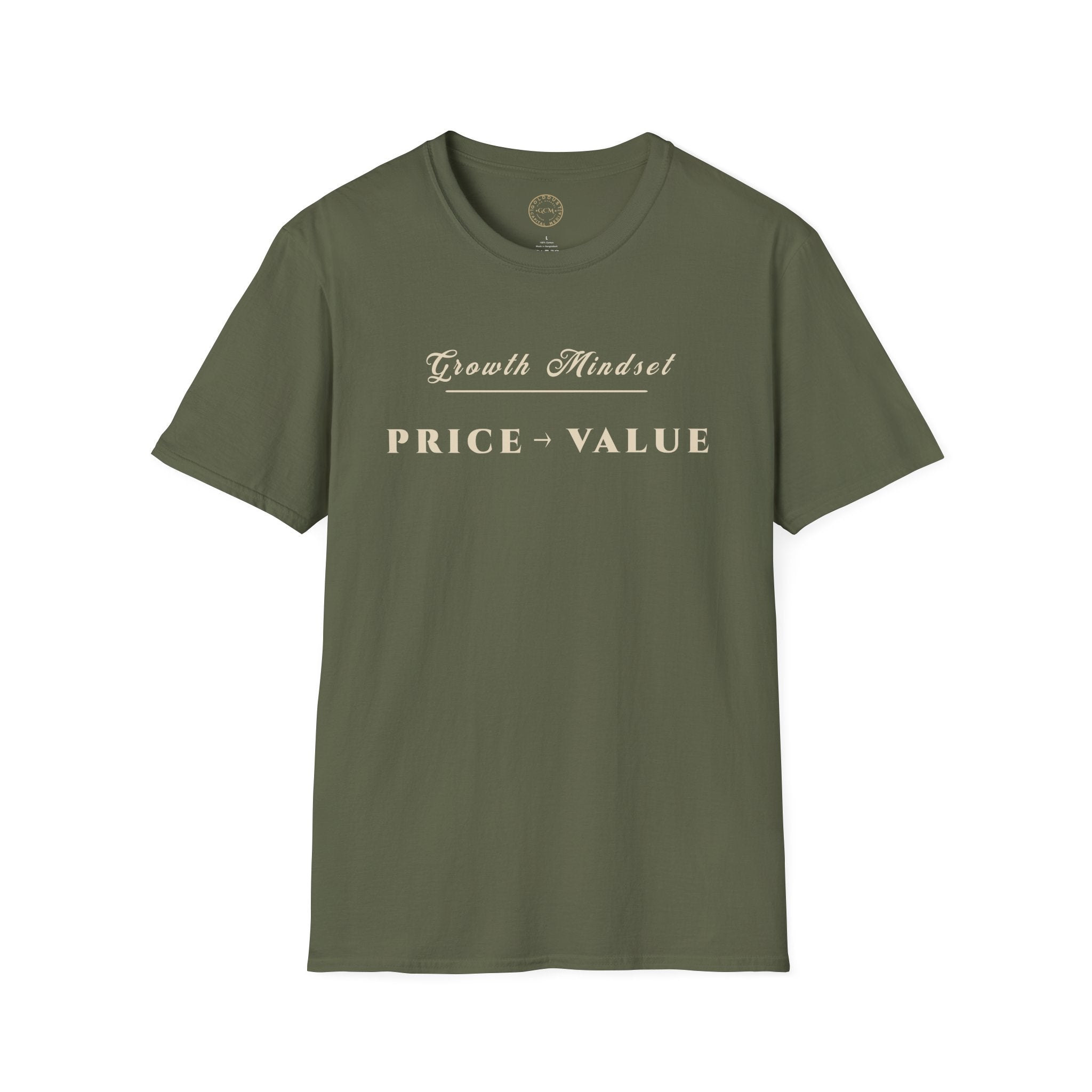 Growth Mindset T-Shirt | PRICE → VALUE Motivational Financial Tee | Minimalist Executive T-Shirt