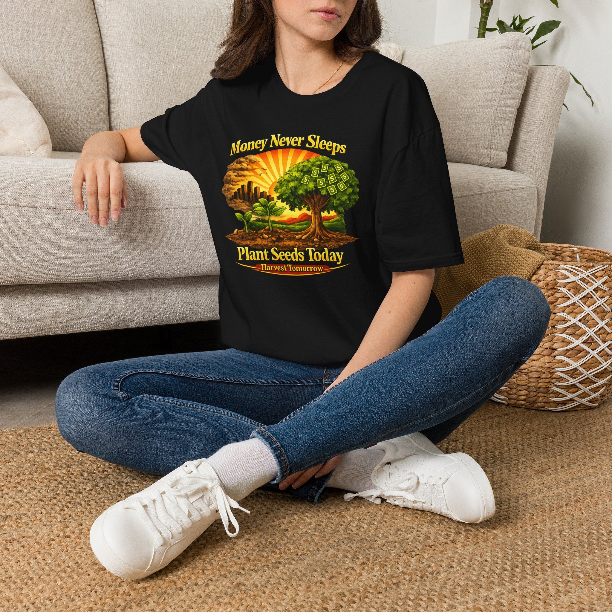 Money Never Sleeps Tree Illustration T-Shirt | Plant Seeds Today Graphic Tee