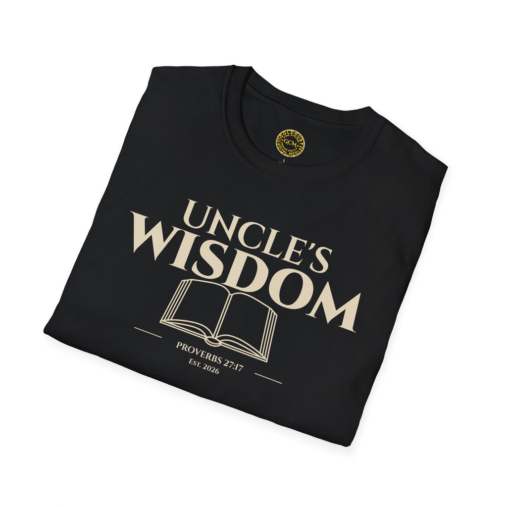 Uncle Wisdom Bible Verse T-Shirt | Christian Gift | Religious Men's Tee | Faith Based Mentorship Apparel | Godly Uncle Gift | Proverbs 27:17 Bible Verse