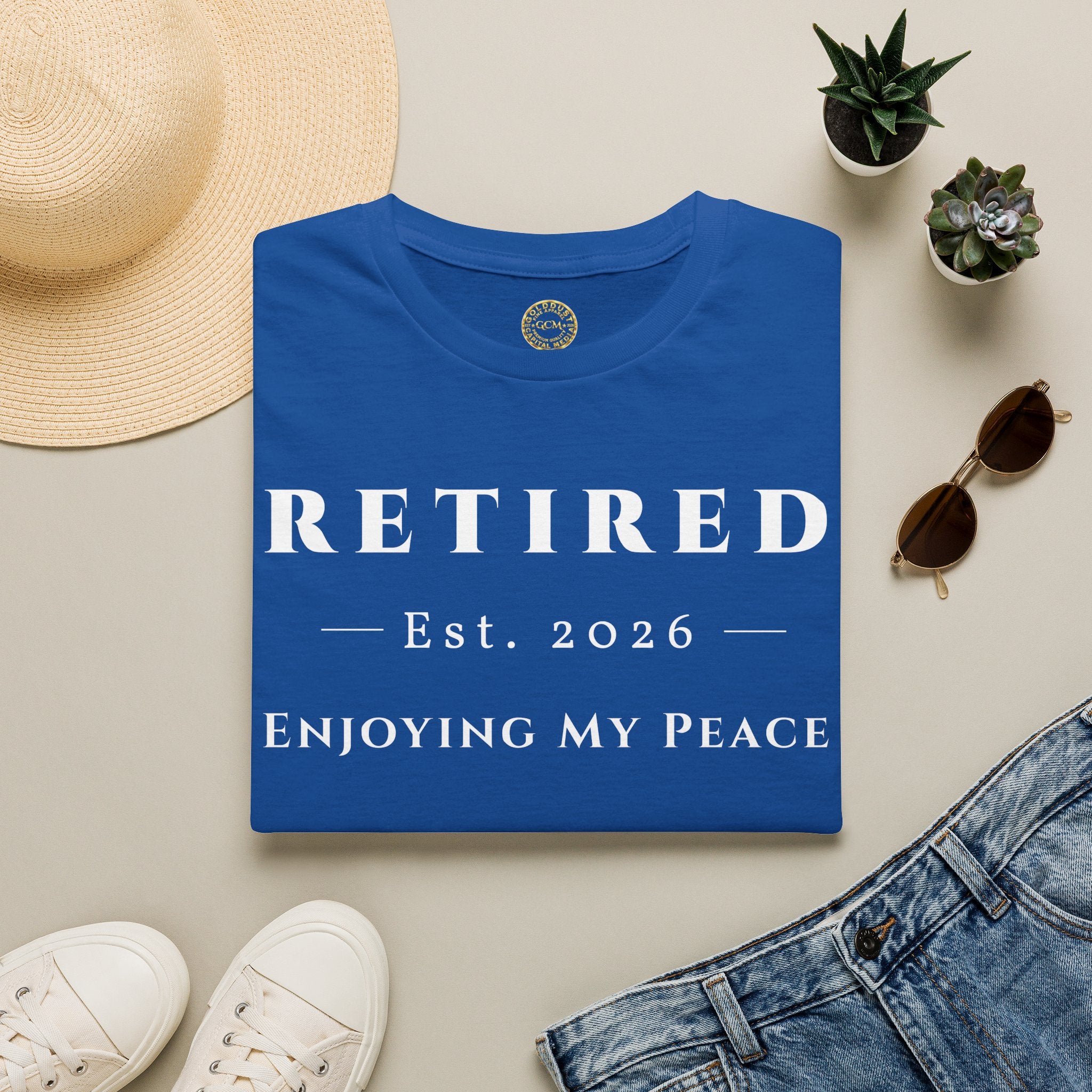 Retired 2026 Enjoying My Peace Shirt | Retirement Gift for Women and Men | Soft Ring Spun Cotton Tee | Matching Set T Shirt and Hat