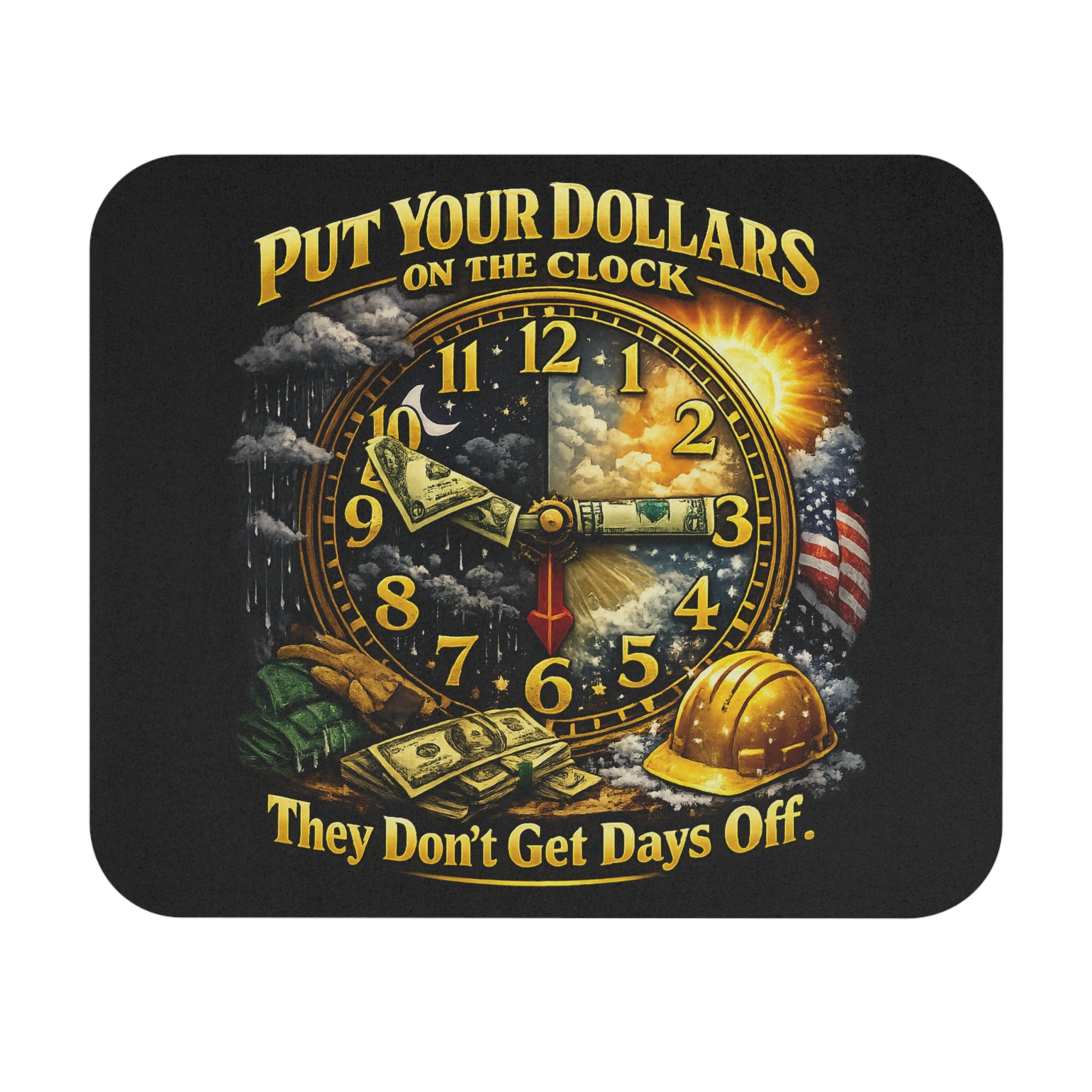 Put Your Dollars on the Clock Mouse Pad – Money Never Sleeps Desk Accessory