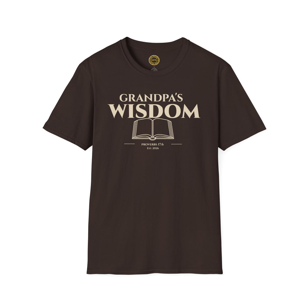 Grandpa's Wisdom T-Shirt — Vintage Book Graphic, Proud Grandpa Gift for Father's Day & Grandparent Celebrations | Proverbs 17:6)