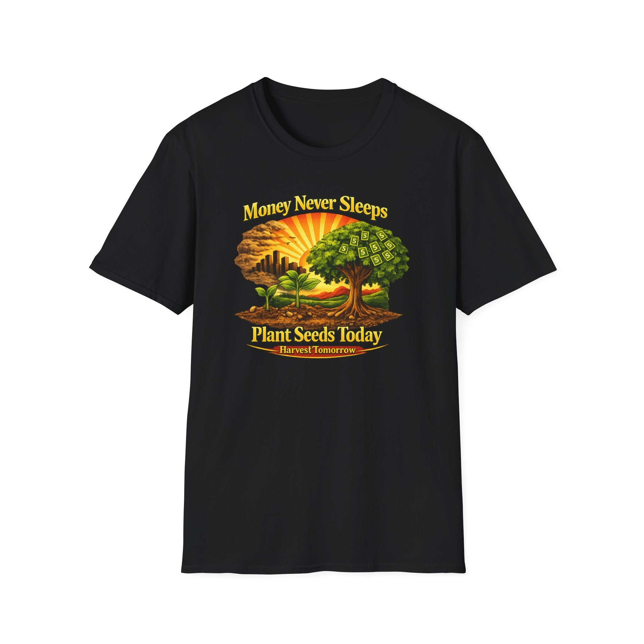 Money Never Sleeps Tree Illustration T-Shirt | Plant Seeds Today Graphic Tee