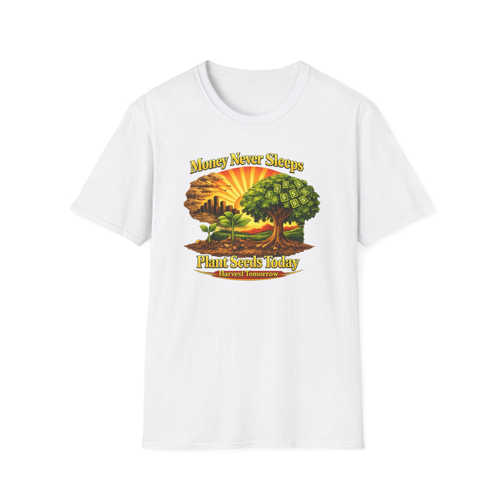 Money Never Sleeps Tree Illustration T-Shirt | Plant Seeds Today Graphic Tee