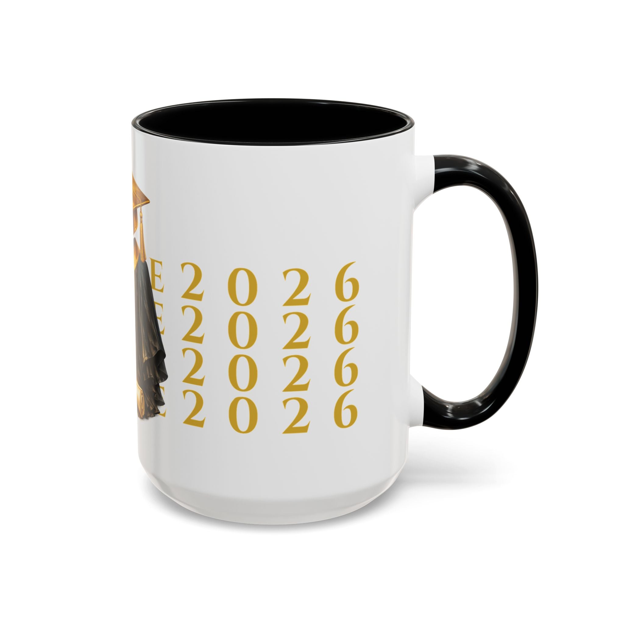 Class of 2026 Graduation Mug – Gold Cap & Gown Accent Coffee Mug 11oz & 15oz