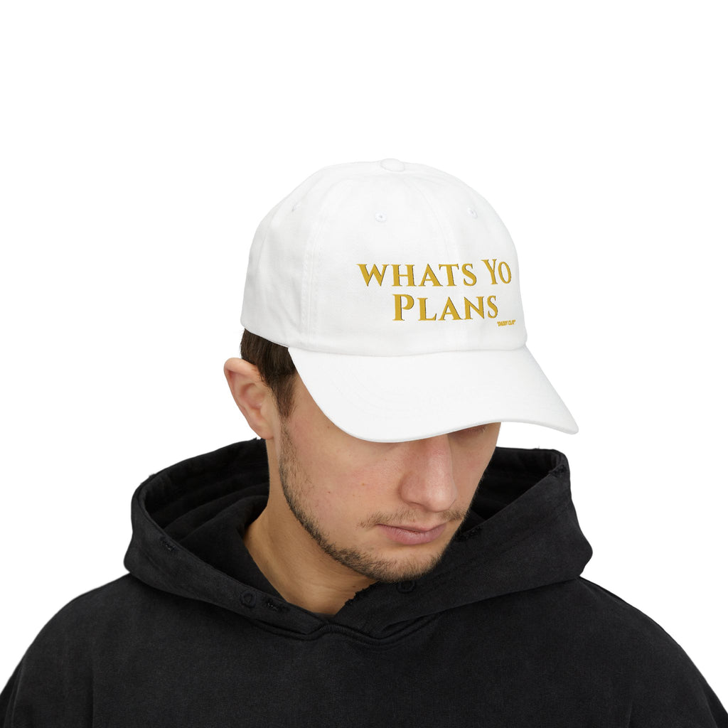 Whats Yo Plans Dad Cap – Adjustable Baseball Hat, Minimalist Unisex Lifestyle Cap with Text