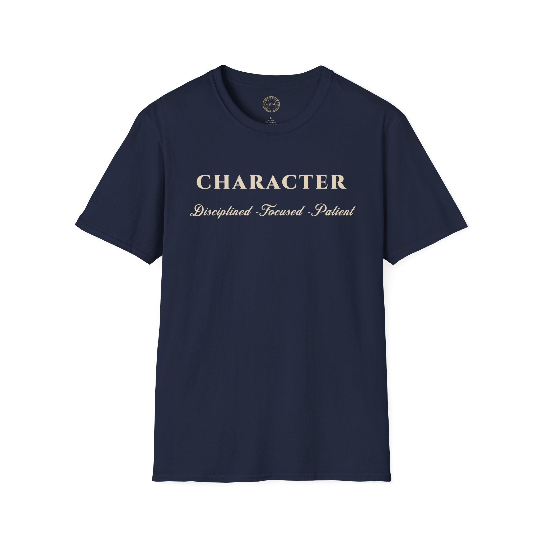Character T-Shirt — "Disciplined • Focused • Patient" Inspirational Tee