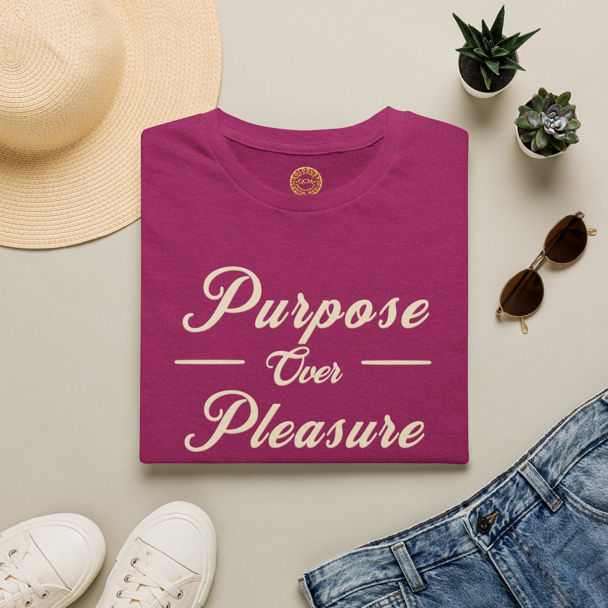Aligned Living Mindset Tee | Purpose Over Pleasure | Self Growth Shirt for Discipline, Focus and Intentional Living | Inspirational Quote