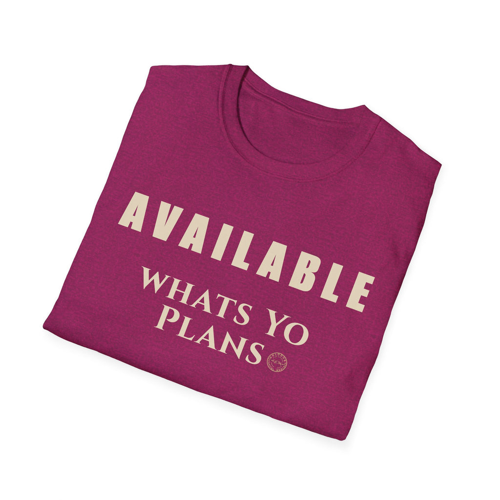 New Chapter Ready Tee | Available What's Your Plans | Funny Text Tee | Minimalist Life Event Shirt for Growth, Healing Intentional Living