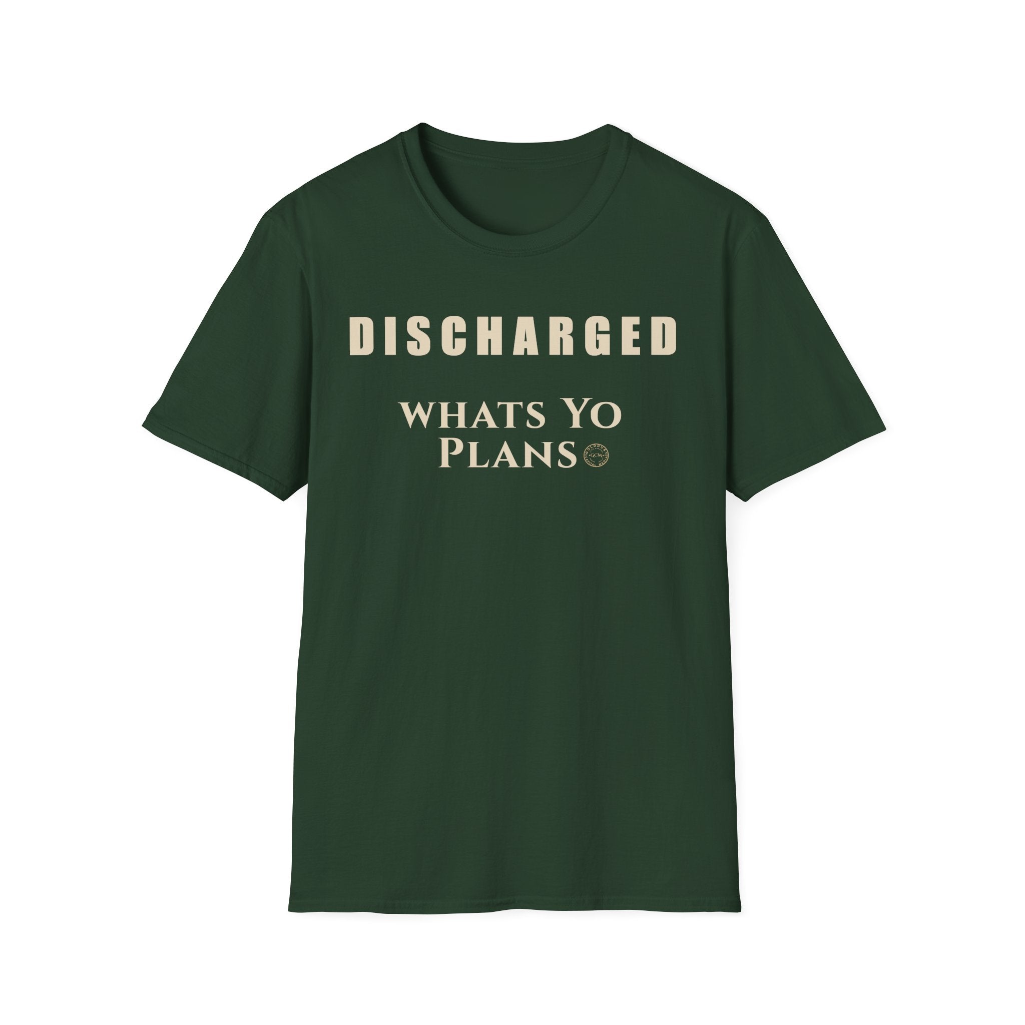 New Direction Mindset Tee | Discharged What's Your Plans | Life Event Shirt for Recovery, Transition, Fresh Starts | Military Discharge Humor