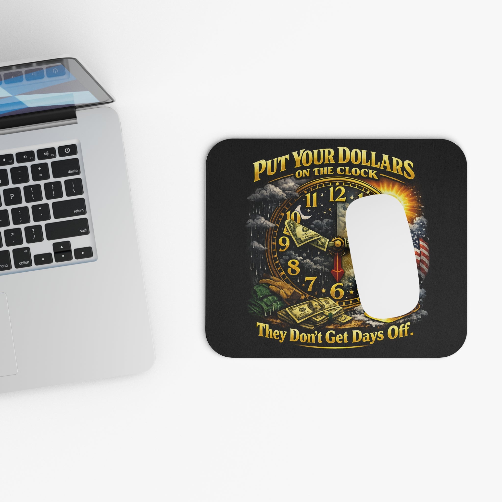 Put Your Dollars on the Clock Mouse Pad – Money Never Sleeps Desk Accessory