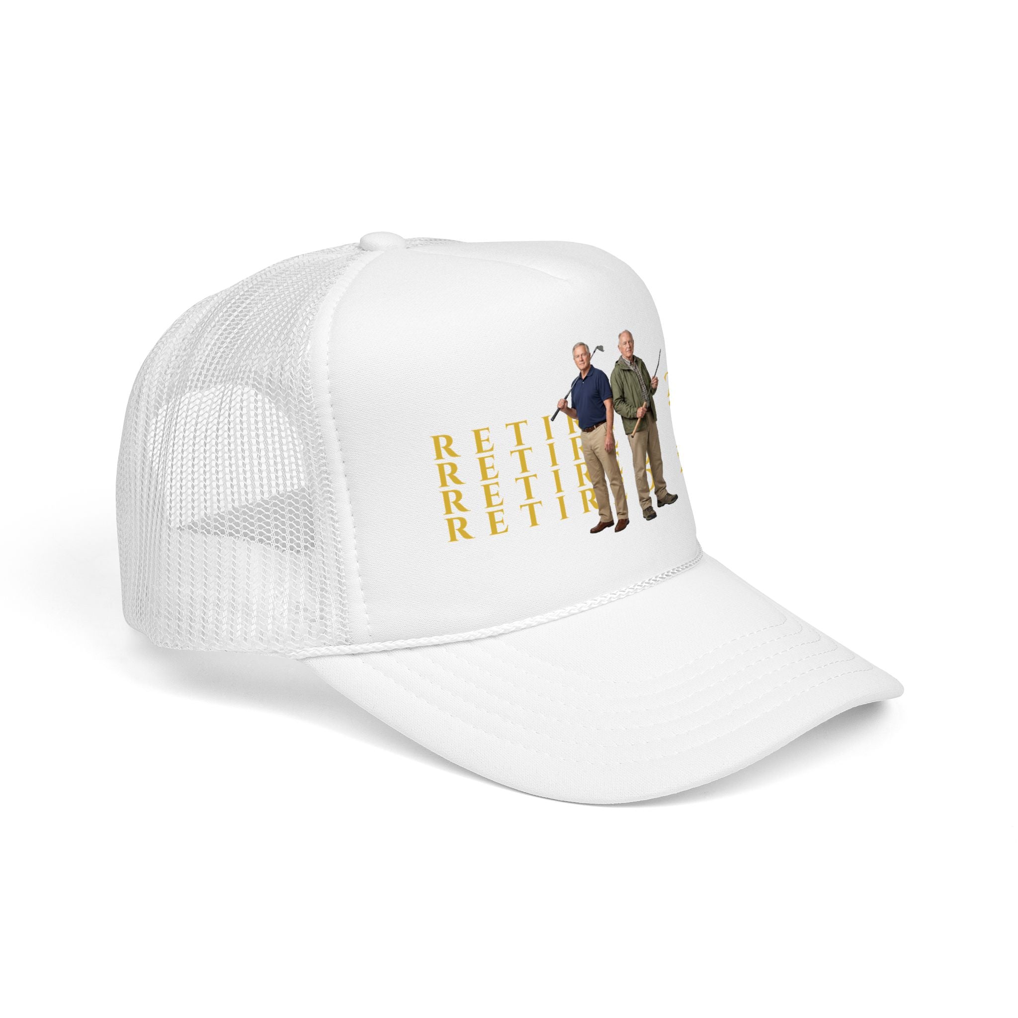 Retired 2026 Foam Personalized Image Trucker Hat | Retirement Year, Two Men Illustration