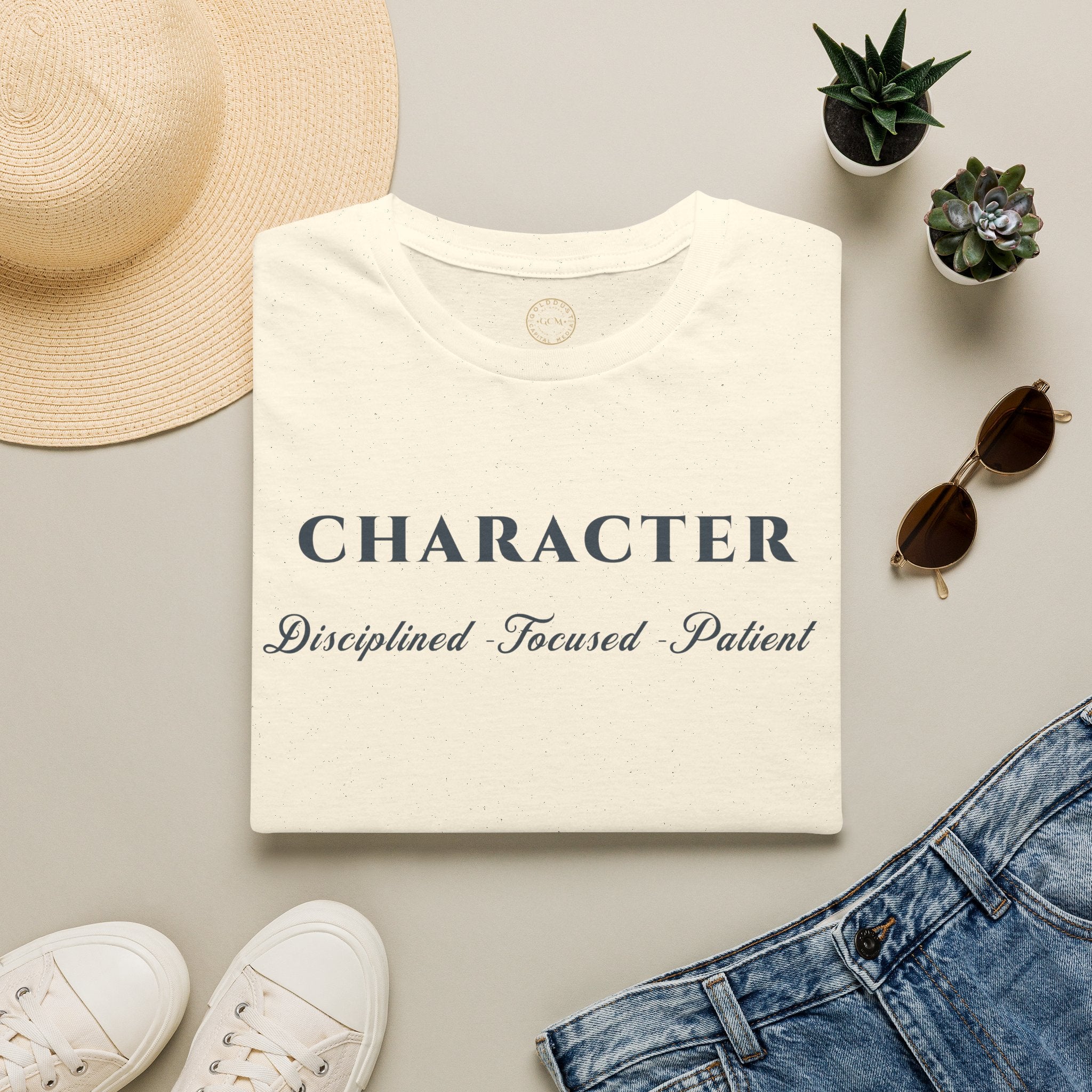 Character T-Shirt — "Disciplined • Focused • Patient" Inspirational Tee