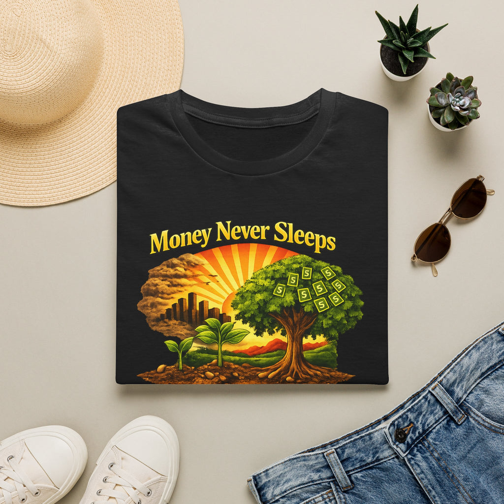 Money Never Sleeps Tree Illustration T-Shirt | Plant Seeds Today Graphic Tee