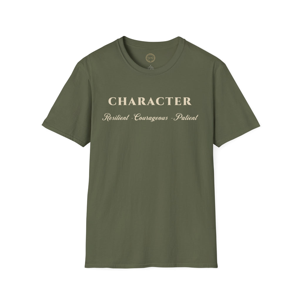 Character Tee — "Character: Resilient · Courageous · Patient" Inspirational T-Shirt