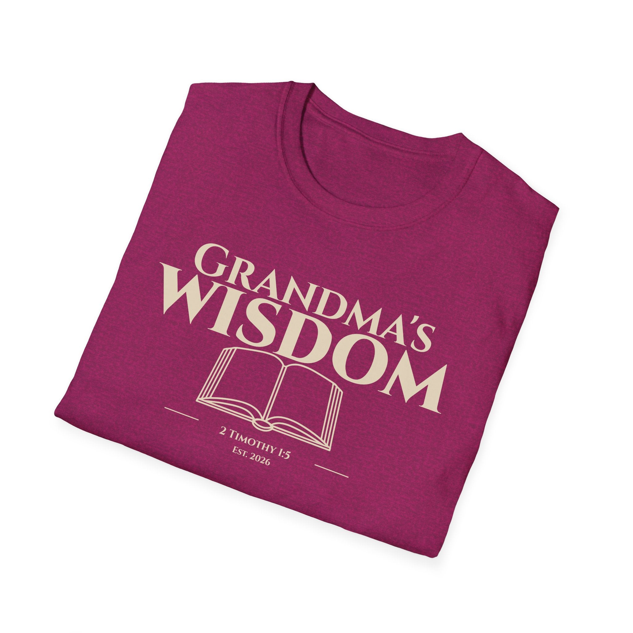 Wisdom of Grandma's Bible Verse T-Shirt - 2 Timothy 1:5 Christian Gift for Nana - Religious Faith Shirt Apparel - Legacy Scripture Tee