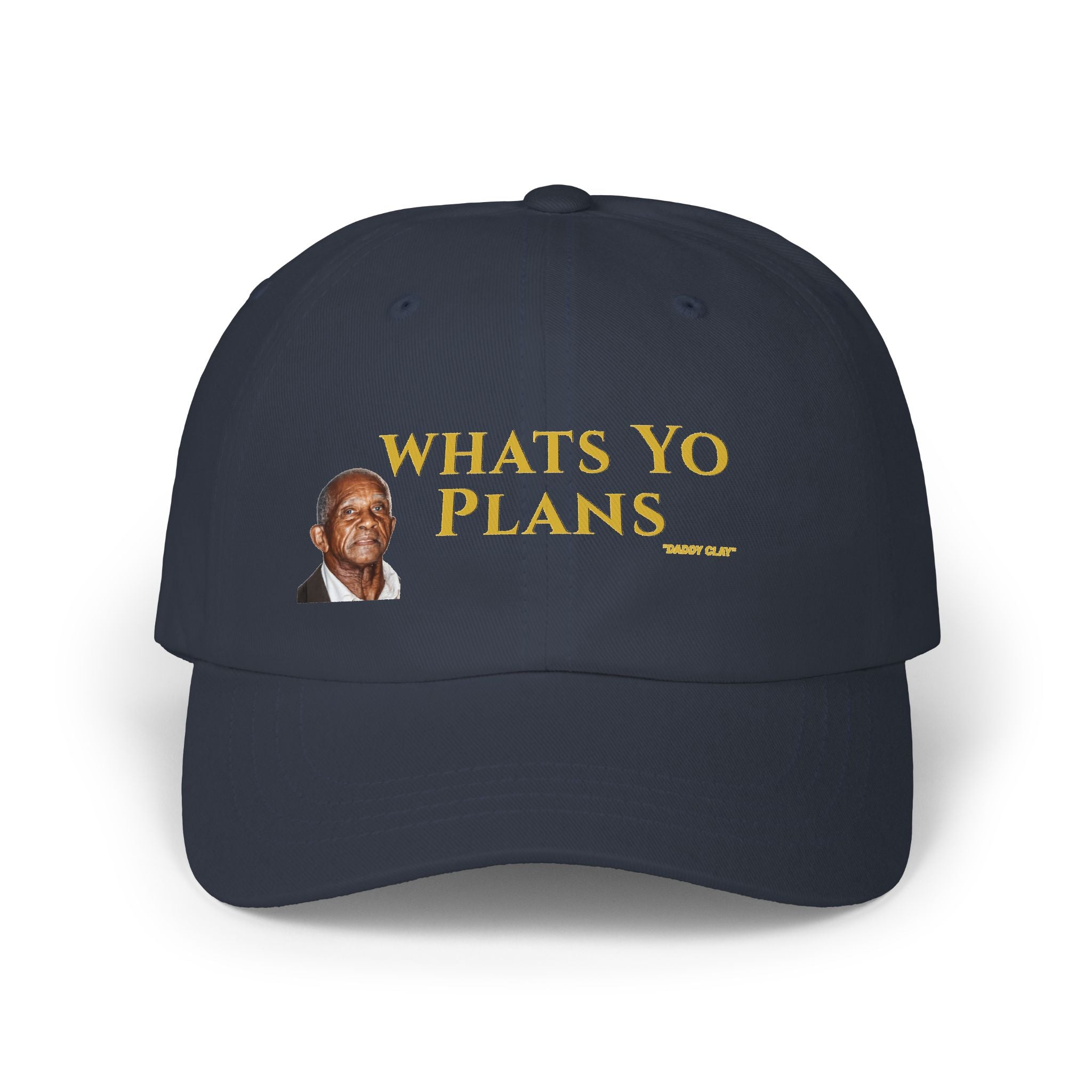 Whats Yo Plans Dad Cap | White adjustable baseball hat