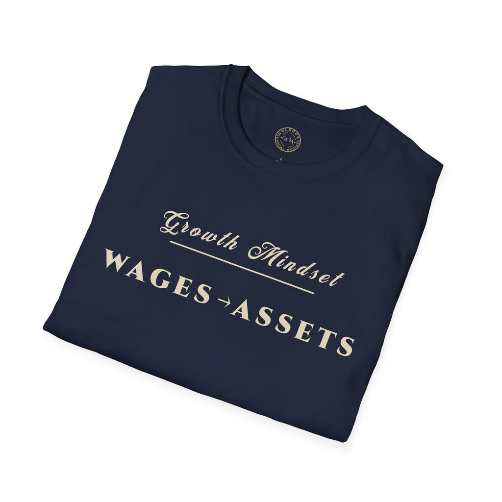 Growth Mindset T-Shirt | WAGES → ASSETS Motivational Financial Tee | Minimalist Executive T-Shirt