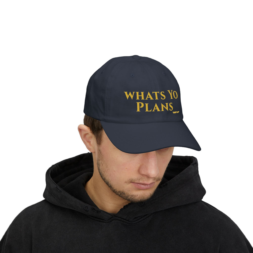 Whats Yo Plans Dad Cap – Adjustable Baseball Hat, Minimalist Unisex Lifestyle Cap with Text