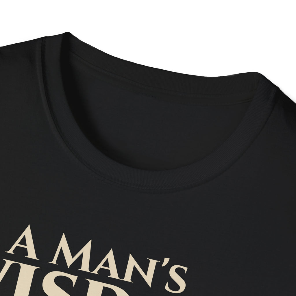 A Man's Wisdom Bible Verse Proverbs 3:13 | Religious Faith T Shirt for Men| Godly Scripture Apparel