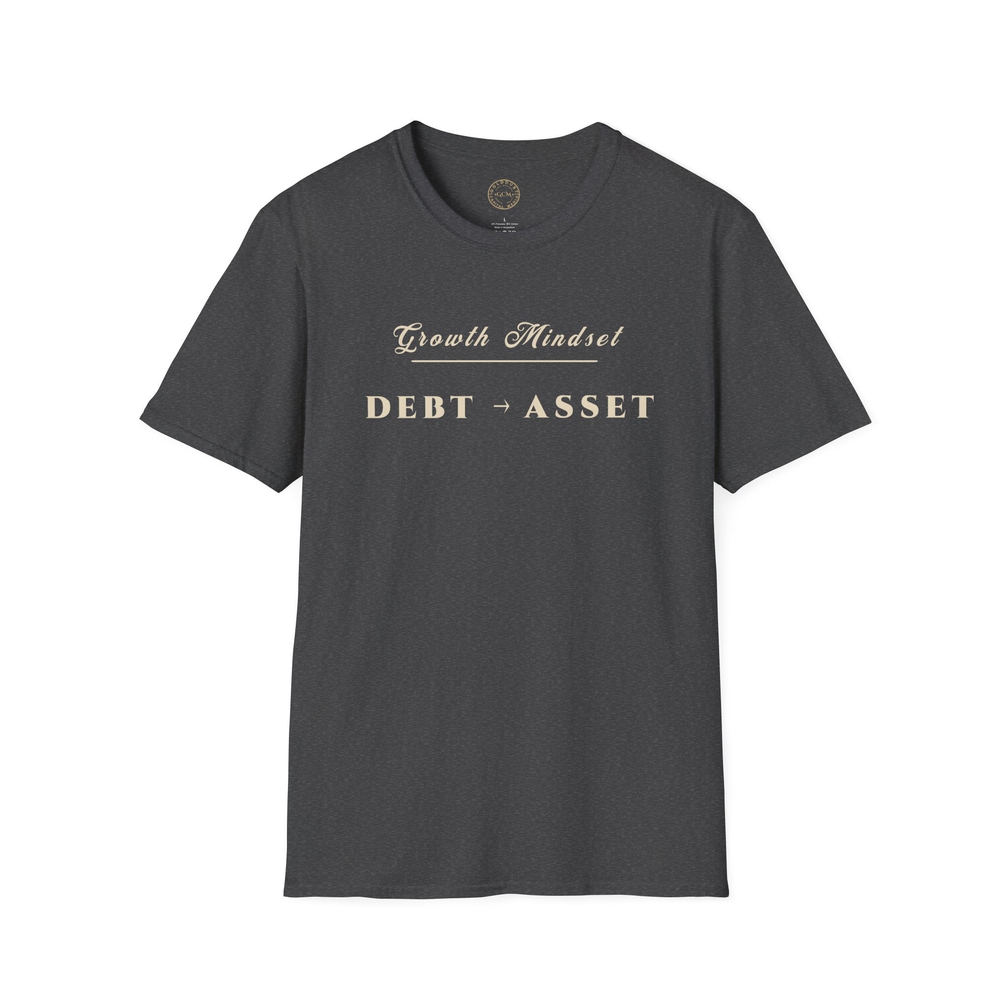 Growth Mindset T‑Shirt | DEBT → ASSET Motivational Financial Tee | Minimalist Executive T-Shirt