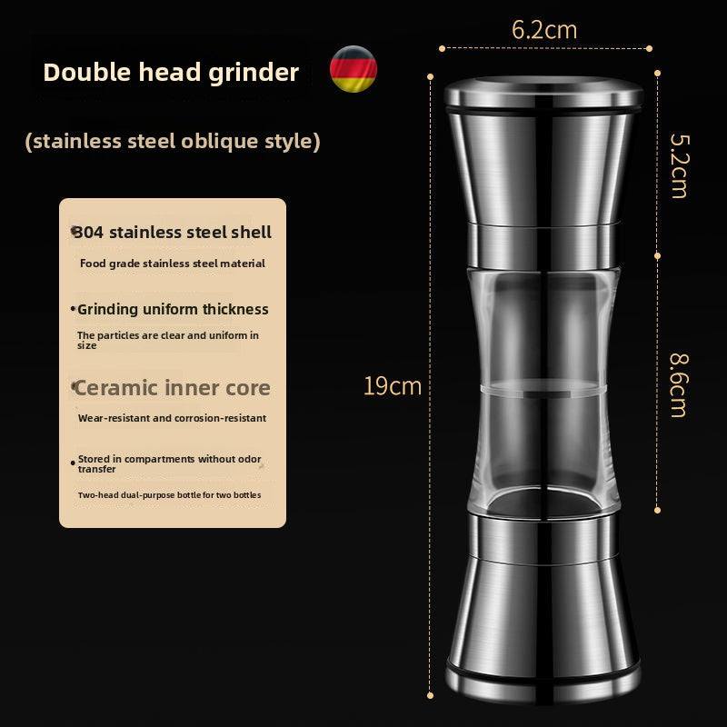 304 Stainless Steel Manual Pepper Grinder – Adjustable Coarseness for Black Pepper, Sea Salt & Spices