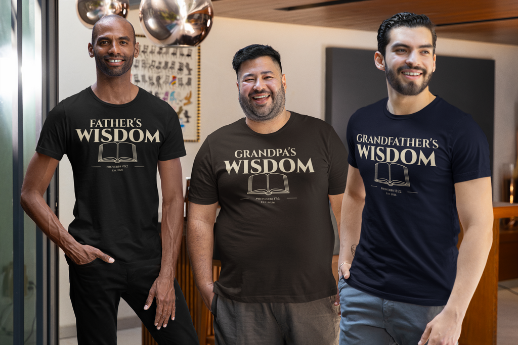 Grandpa's Wisdom T-Shirt — Vintage Book Graphic, Proud Grandpa Gift for Father's Day & Grandparent Celebrations | Proverbs 17:6)