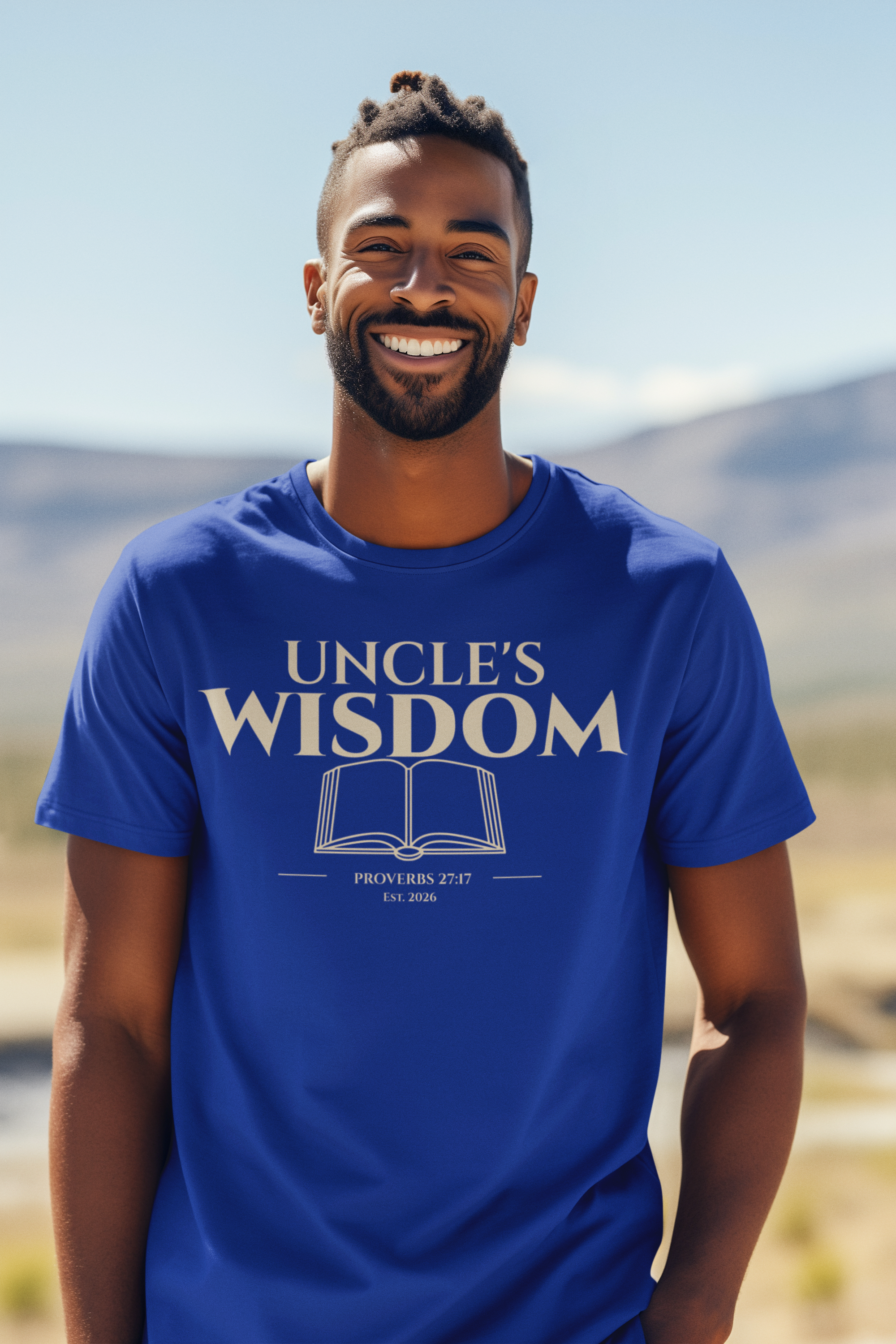 Uncle Wisdom Bible Verse T-Shirt | Christian Gift | Religious Men's Tee | Faith Based Mentorship Apparel | Godly Uncle Gift | Proverbs 27:17 Bible Verse
