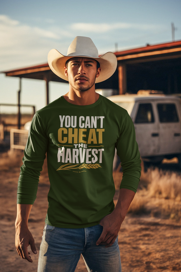 You Can't Cheat the Harvest Long Sleeve Tee — Farmer & Harvest Pride Shirt  Long-sleeve   Golddust Capital Media