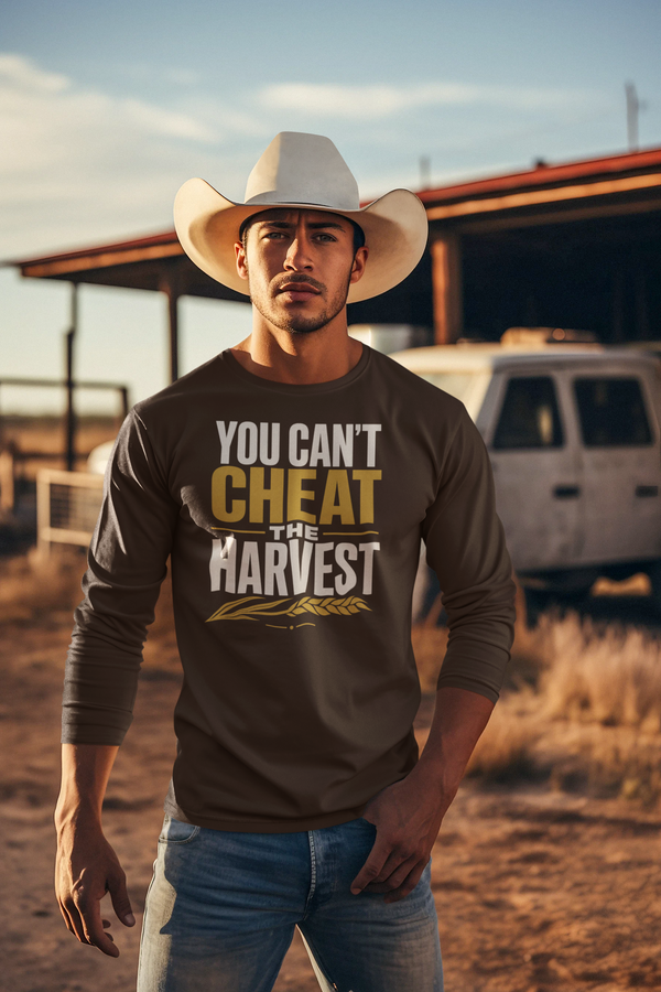 You Can't Cheat the Harvest Long Sleeve Tee — Farmer & Harvest Pride Shirt  Long-sleeve   Golddust Capital Media