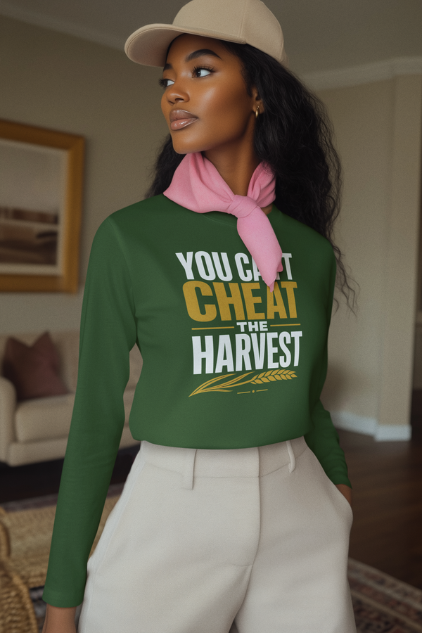 You Can't Cheat the Harvest Long Sleeve Tee — Farmer & Harvest Pride Shirt  Long-sleeve   Golddust Capital Media