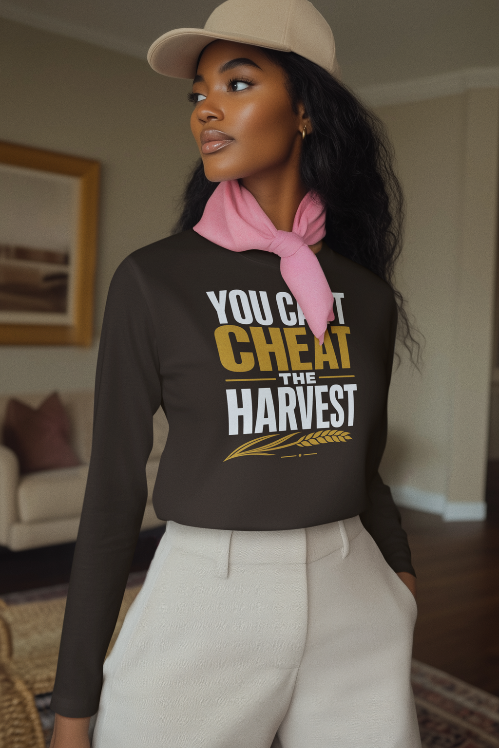 You Can't Cheat the Harvest Long Sleeve Tee — Farmer & Harvest Pride Shirt  Long-sleeve   Golddust Capital Media