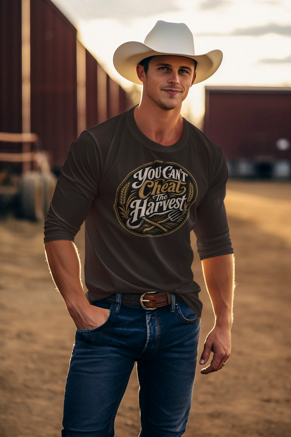 You Can't Cheat The Harvest Long Sleeve Tee | Growth Tools Farming Shirt for Discipline & Character  Long-sleeve   Golddust Capital Media