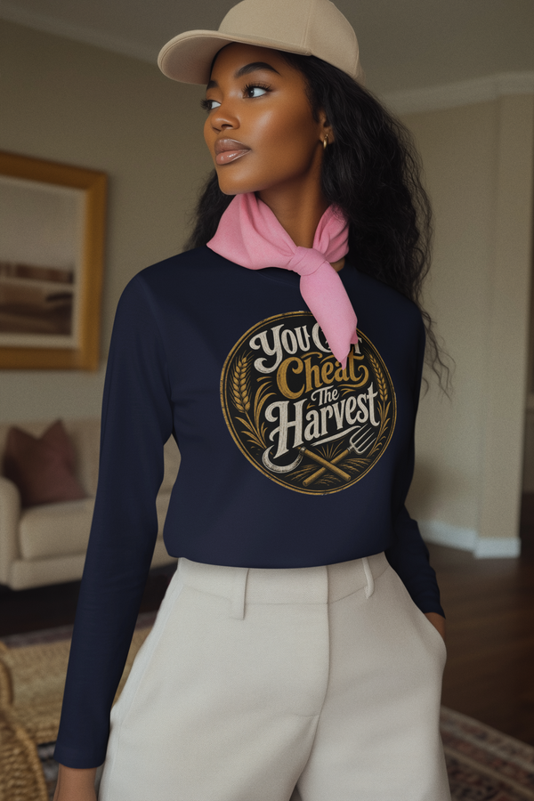 You Can't Cheat The Harvest Long Sleeve Tee | Growth Tools Farming Shirt for Discipline & Character  Long-sleeve   Golddust Capital Media