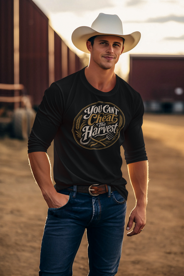 You Can't Cheat The Harvest Long Sleeve Tee | Growth Tools Farming Shirt for Discipline & Character  Long-sleeve   Golddust Capital Media