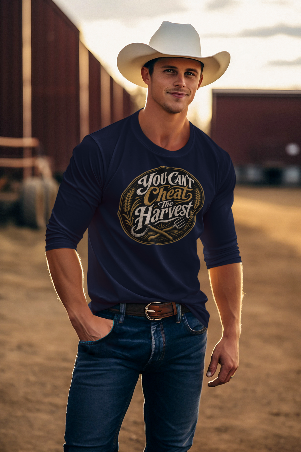 You Can't Cheat The Harvest Long Sleeve Tee | Growth Tools Farming Shirt for Discipline & Character  Long-sleeve   Golddust Capital Media