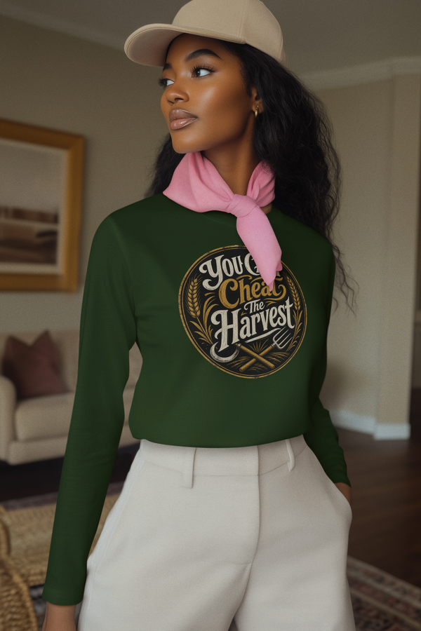 You Can't Cheat The Harvest Long Sleeve Tee | Growth Tools Farming Shirt for Discipline & Character  Long-sleeve   Golddust Capital Media