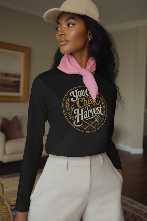 You Can't Cheat The Harvest Long Sleeve Tee | Growth Tools Farming Shirt for Discipline & Character  Long-sleeve   Golddust Capital Media